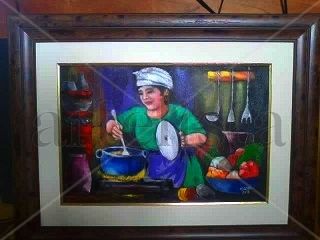 Cocinera Oil Canvas Figure Painting