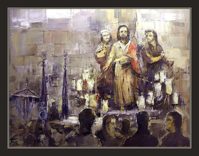 SEMANA SANTA-PINTURA-ARTE-CUADROS-RELIGIOSOS-PASOS-JESUS-TRADICIONES-PINTOR-ERNEST DESCALS Óleo Lienzo Figura