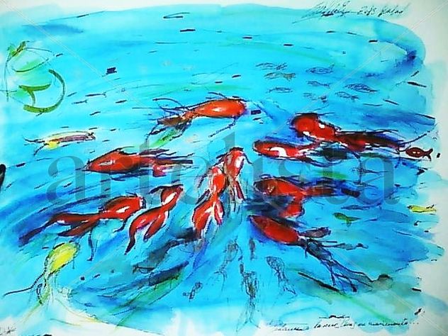 Peces rojos en movimiento
