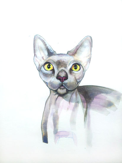 Caturday Cat III Mixed media Paper Animals