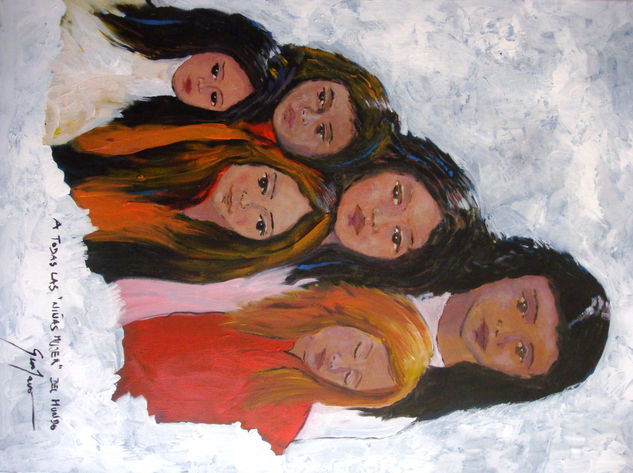 A todas las "Niñas Mujer"del mundo Acrylic Canvas Figure Painting