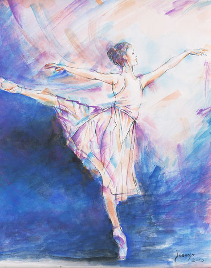 BLUE DANCE Watercolour Paper Figure Painting