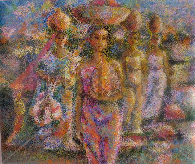 Caminando hacia la libertad - Las palenqueras Oil Canvas Figure Painting