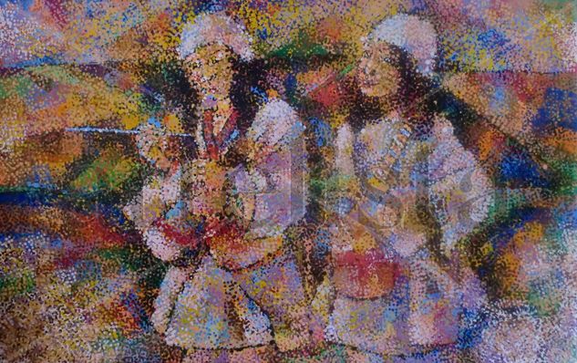 El canto del origen Oil Textile Figure Painting