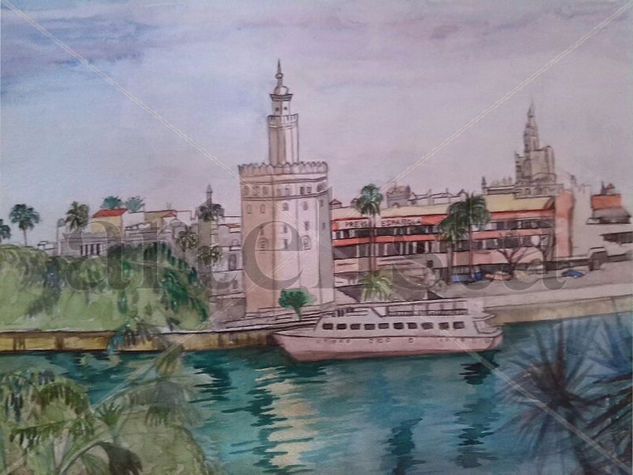 Torre del oro Acuarela Papel Paisaje