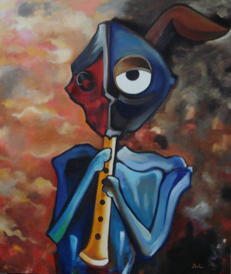 EL EQUILIBRIO DE LA QUENA Oil Canvas Figure Painting