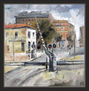 CAMBIO DE AGUJAS-PASO A NIVEL-FERROCARRILES-ESTACION-PINTURA-SANT GUIM DE FREIXENET-PAISAJE-CUADROS-PINTOR-ERNEST DESCALS