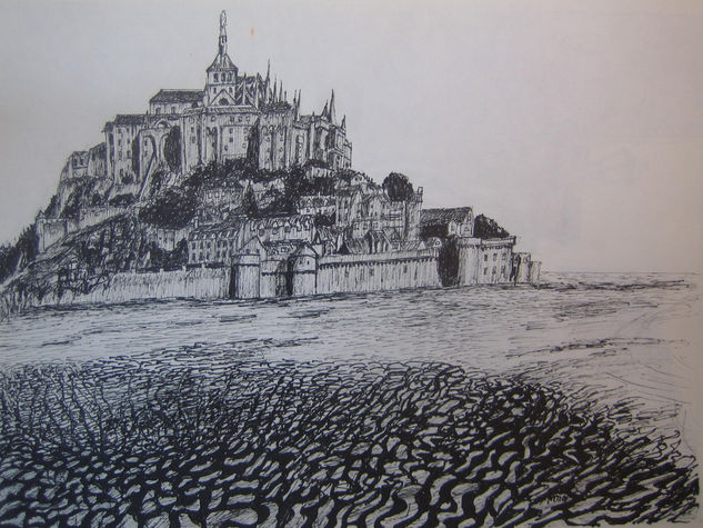 Abadía de Mont Saint Michel, Normandía, Francia Ink