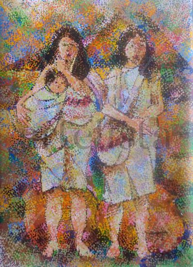 Cherua, Simbolo de la fecundidad Oil Textile Figure Painting