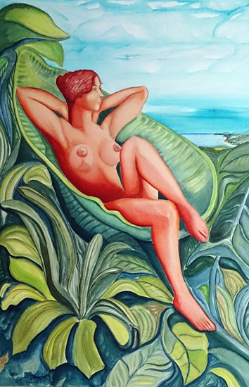 mujer tropical Óleo Lienzo Paisaje