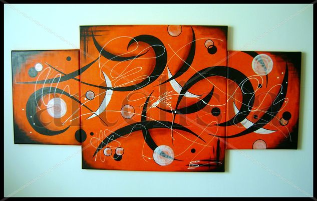 TRIPTICO NARANJA Y NEGRO Acrylic Canvas Others