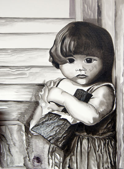 la niña del madero Óleo Lienzo Retrato