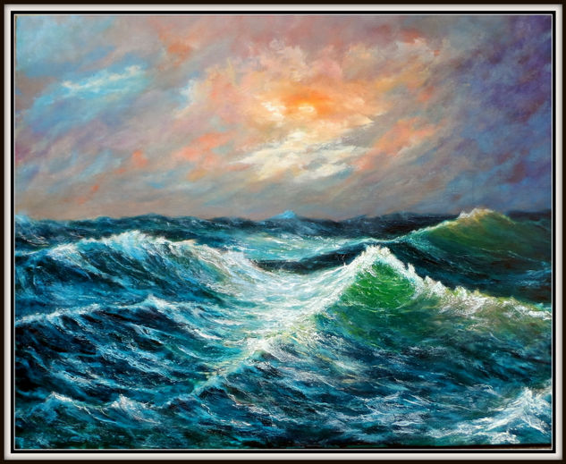 amanecer en altamar Oil Canvas Marine Painting