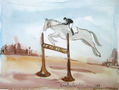 Caballo blanco en salto