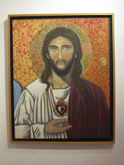 Señor del Corazón Acrylic Textile Portrait