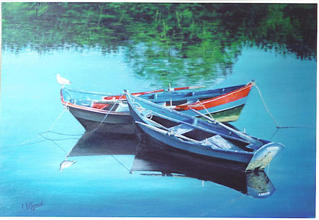 Barcas en reposo Oil Canvas Landscaping