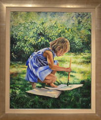 La niña pintando