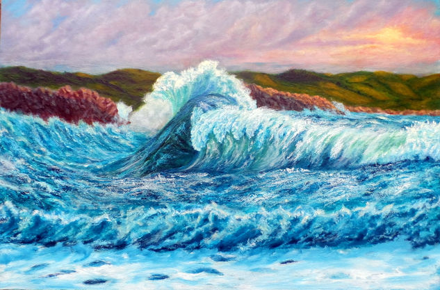 Marejada en el cantabrico Oil Textile Marine Painting