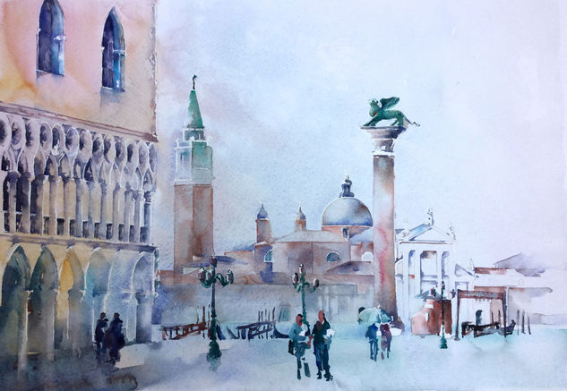 La Piazzetta, Amapola Herrera Watercolour Paper Others