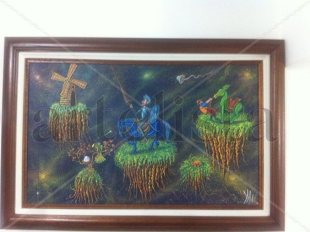 Quijote en mundo espacial... Acrylic Canvas Others