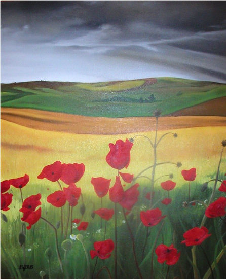 Amapolas y Tormenta Oil Canvas Landscaping