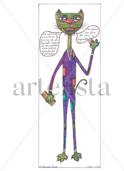 gato hambre y espias Mixed Media