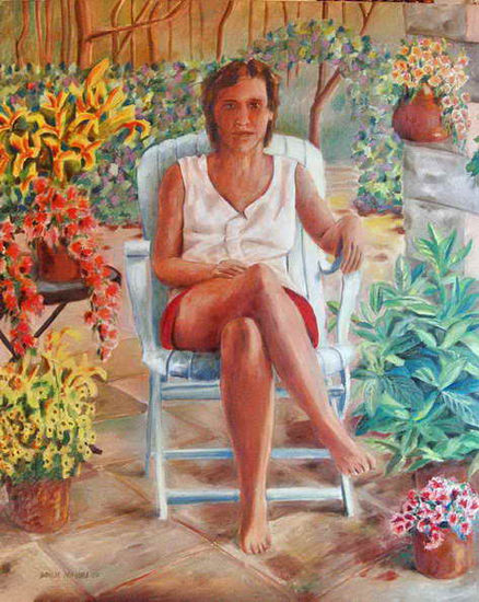 Neus en el jatdin Oil Canvas Portrait