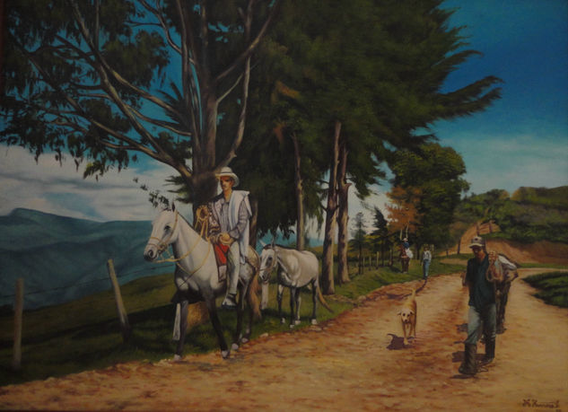 ''Camino al pueblo'' Oil Textile Landscaping