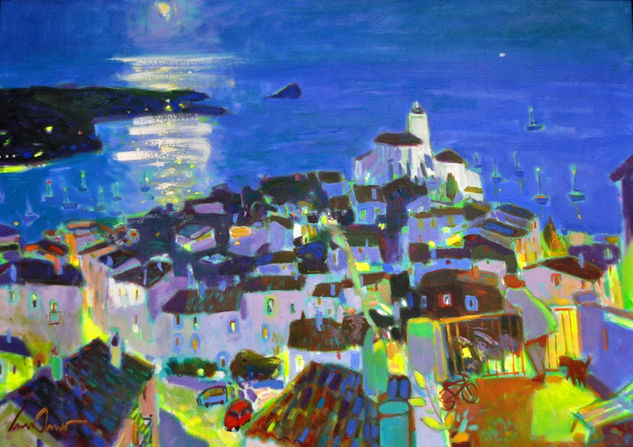 Cadaqués noche Oil Canvas Landscaping