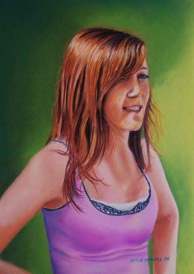 Eva entre luces Pastel Paper Portrait