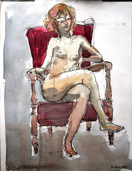 Dona nua 14 Watercolour Paper Nude Paintings