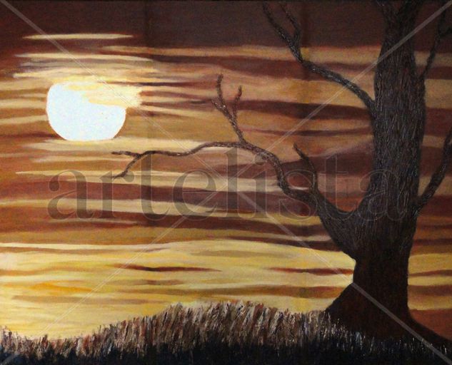 Luna llena en el bosque Oil Canvas Landscaping