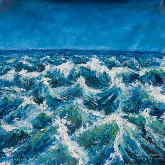 Seascape oil painting on canvas: Start sea storm Óleo Lienzo Paisaje