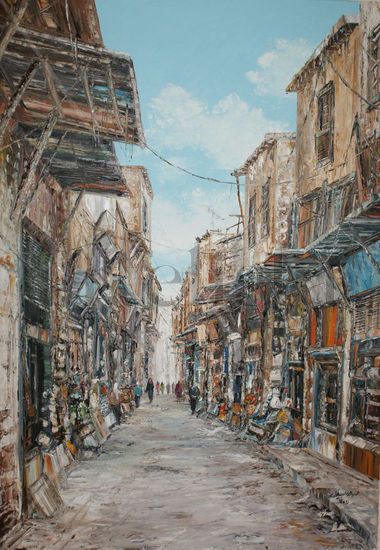 Old City I Oil Textile Others