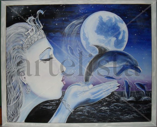 LA PRINCESA DE LOS DELFINES Acrylic Panel Marine Painting