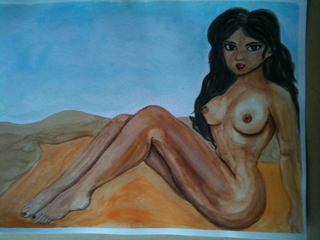 EN LA PLAYA Watercolour Paper Nude Paintings