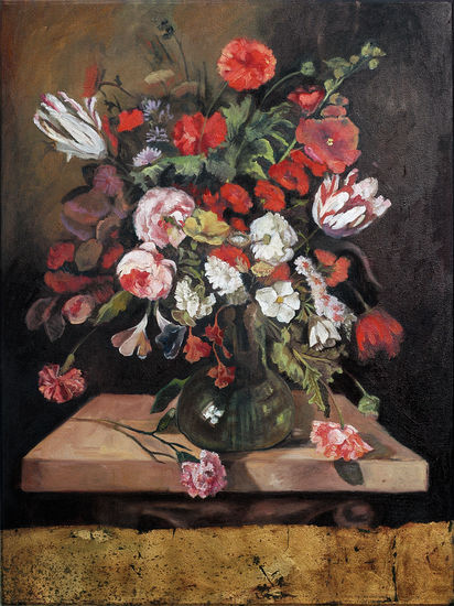 mis maestros (copia) Oil Canvas Floral Painting