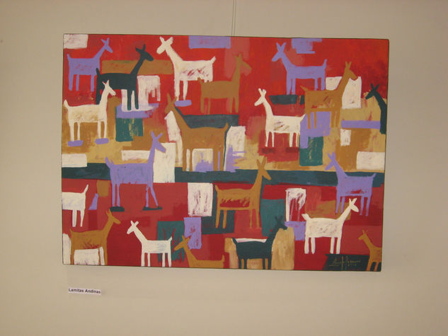 "Llamitas Andinas" Acrylic Canvas Animals