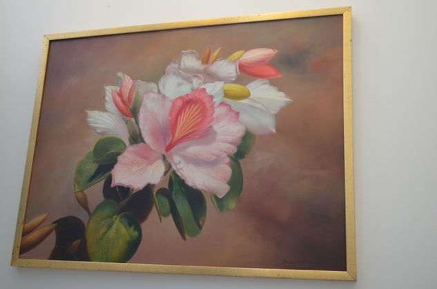 Pink Flower  Jaime Ruben Franco Oil Canvas Still Life Paintings