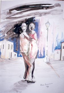 Calle de Tango Watercolour Paper Figure Painting