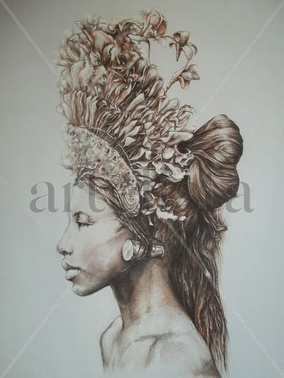 Bailarina. Pencil (coloured) Paper Portrait