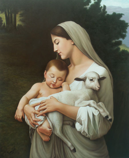 LA INOCENCIA (Versión de la obra de Bouguereau) Oil Canvas Figure Painting