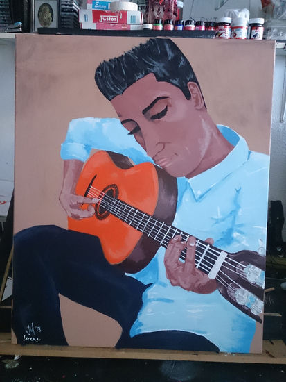 guitarrista Acrylic Canvas Portrait