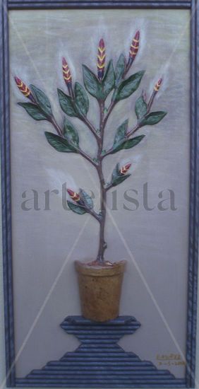 media maceta Acrylic Panel Floral Painting