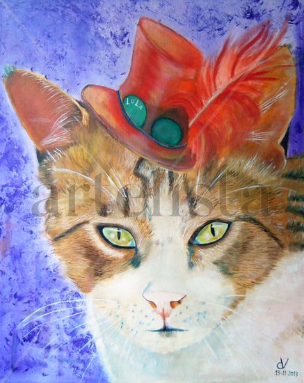 Retrato de la gata Lola de Velez-Blanco Oil Canvas Animals