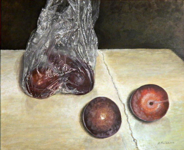 Bolsa de ciruelas. Oil Canvas Still Life Paintings