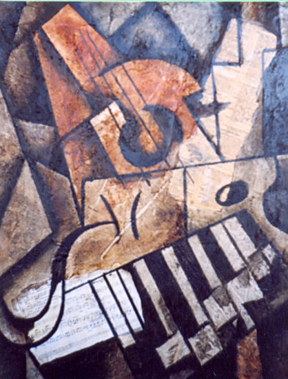 GUITARRA DENTRO DE UN PIANO Oil Canvas Still Life Paintings