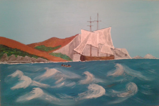 El Bounty de la Isla Pictcairn Acrylic Canvas Marine Painting