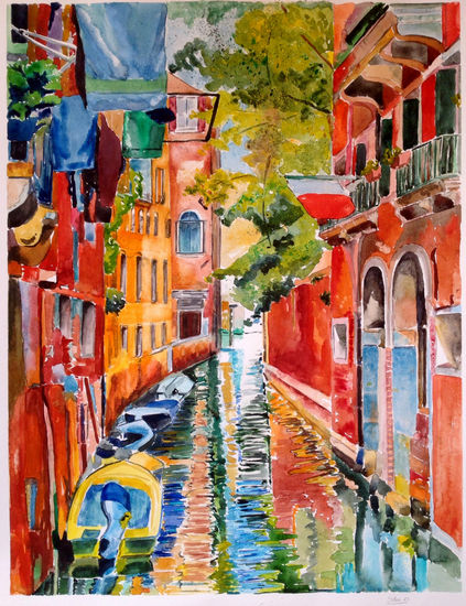 Canal veneciano Acuarela Papel Paisaje