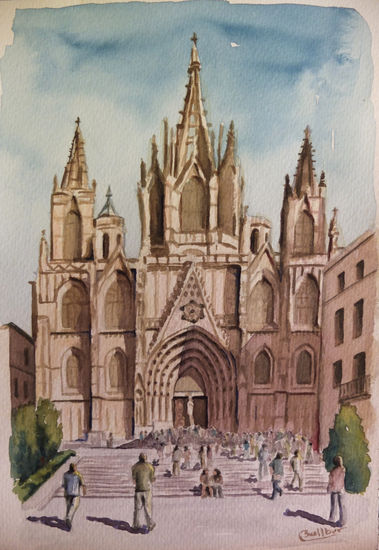 Catedral de Barcelona Acuarela Papel Otros